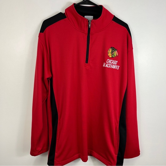 Chicago Blackhawks  Red Lightweight Quarterzip Long sleeve Sz Large NHL Official - Picture 1 of 11